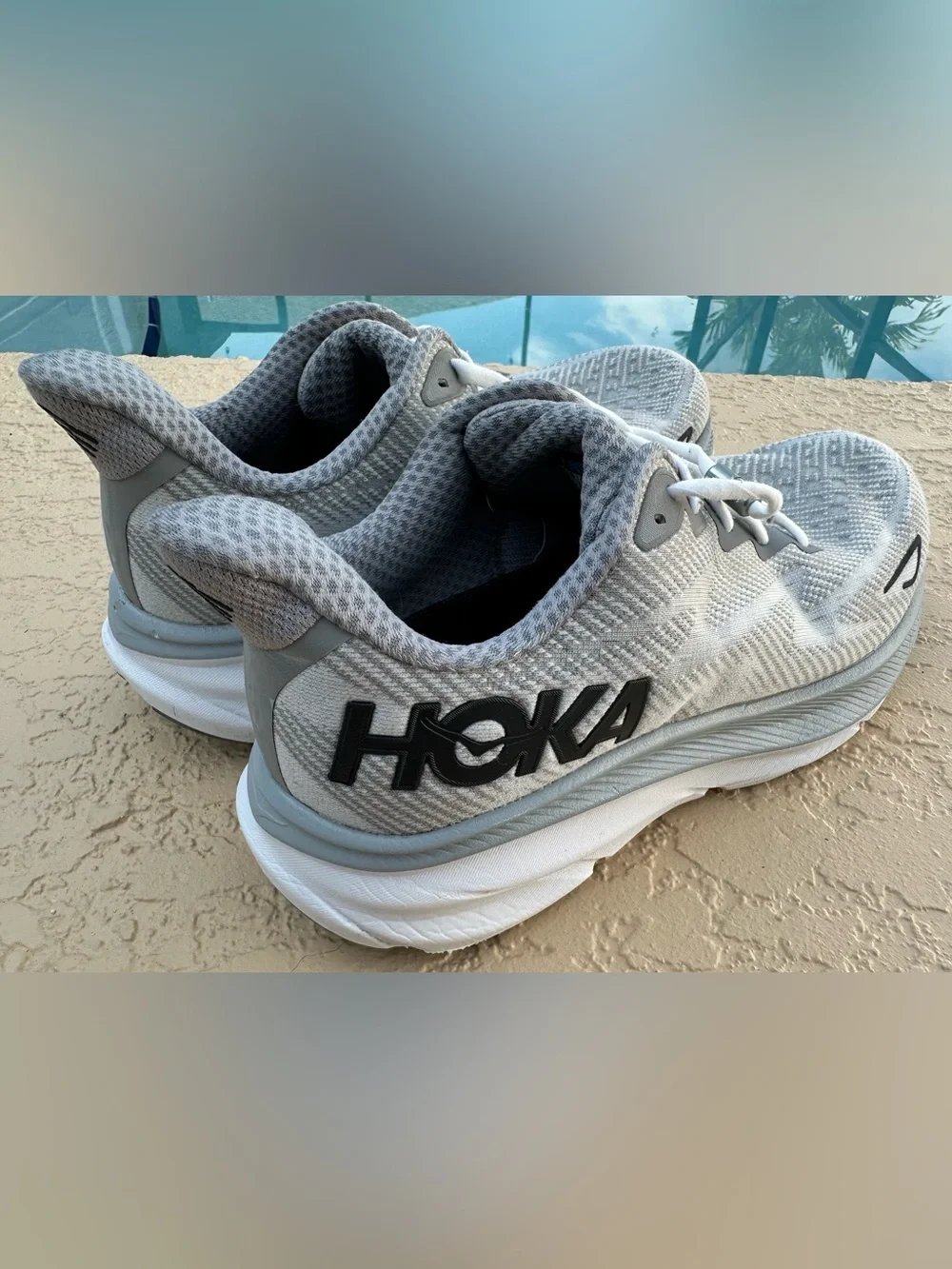 Hoka Clifton 9 Harbor Mist/Black/Gray Running Shoe Men’s Size 9D in VGC Clean